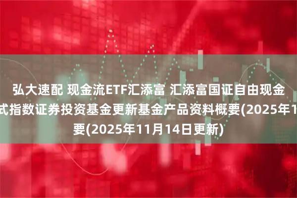 弘大速配 现金流ETF汇添富 汇添富国证自由现金流交易型开放式指数证券投资基金更新基金产品资料概要(2025年11月14日更新)