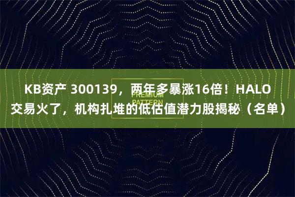 KB资产 300139,两年多暴涨16倍!HALO交易火了,机构扎堆的低估值潜力股揭秘(名单)